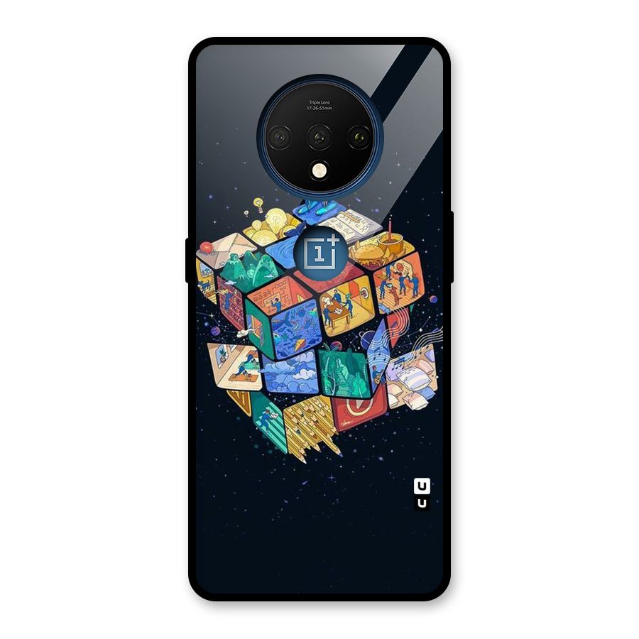 Coloured Rubic Glass Back Case for OnePlus 7T