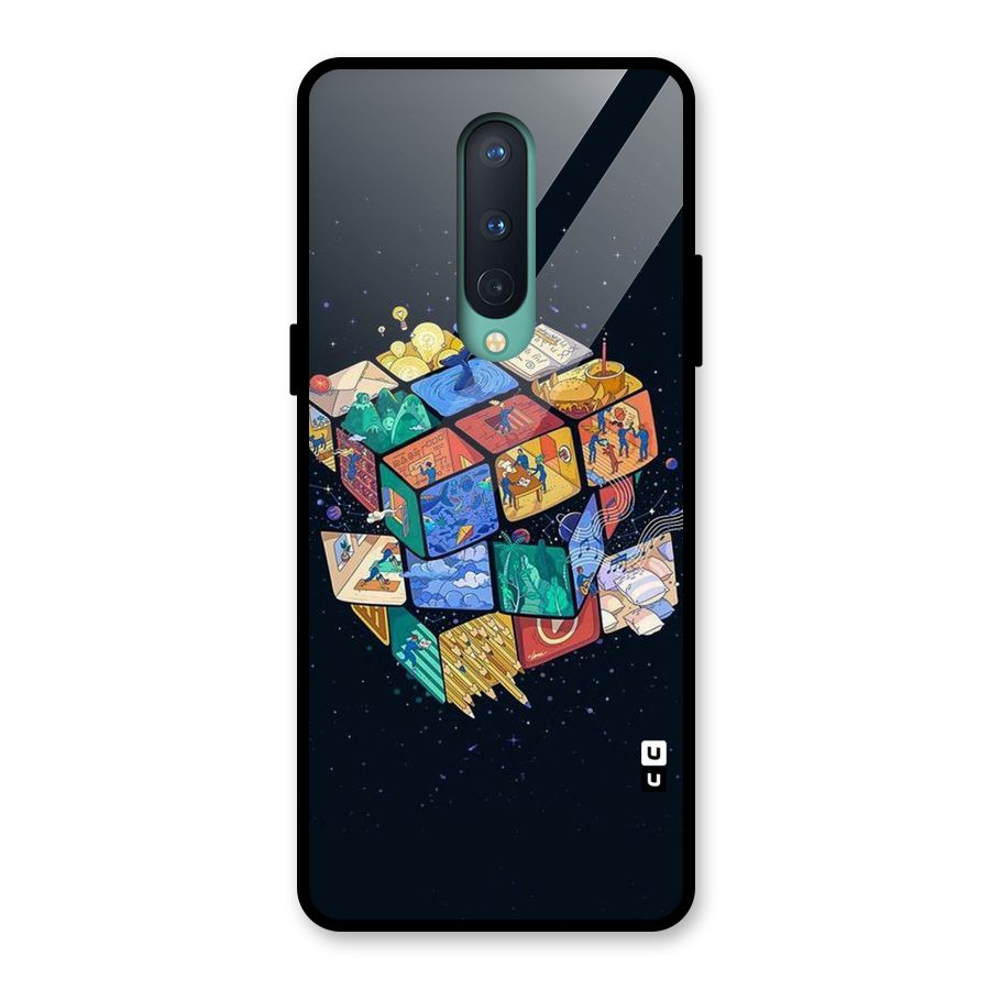 Coloured Rubic Glass Back Case for OnePlus 8