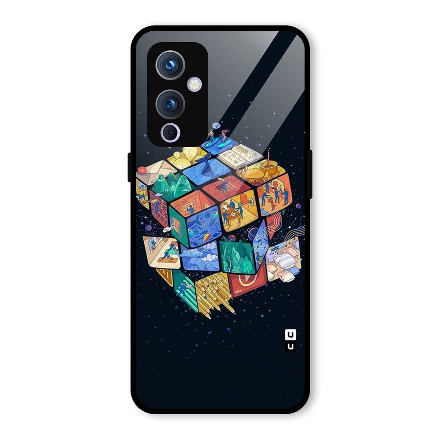 Coloured Rubic Glass Back Case for OnePlus 9