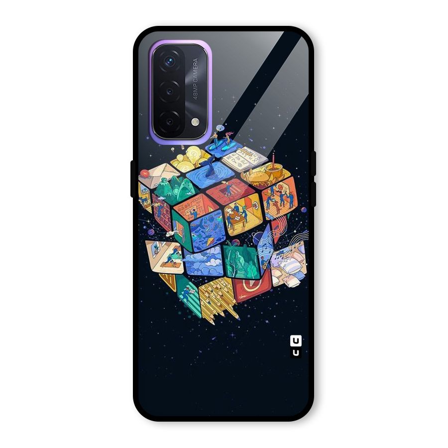 Coloured Rubic Glass Back Case for Oppo A74 5G
