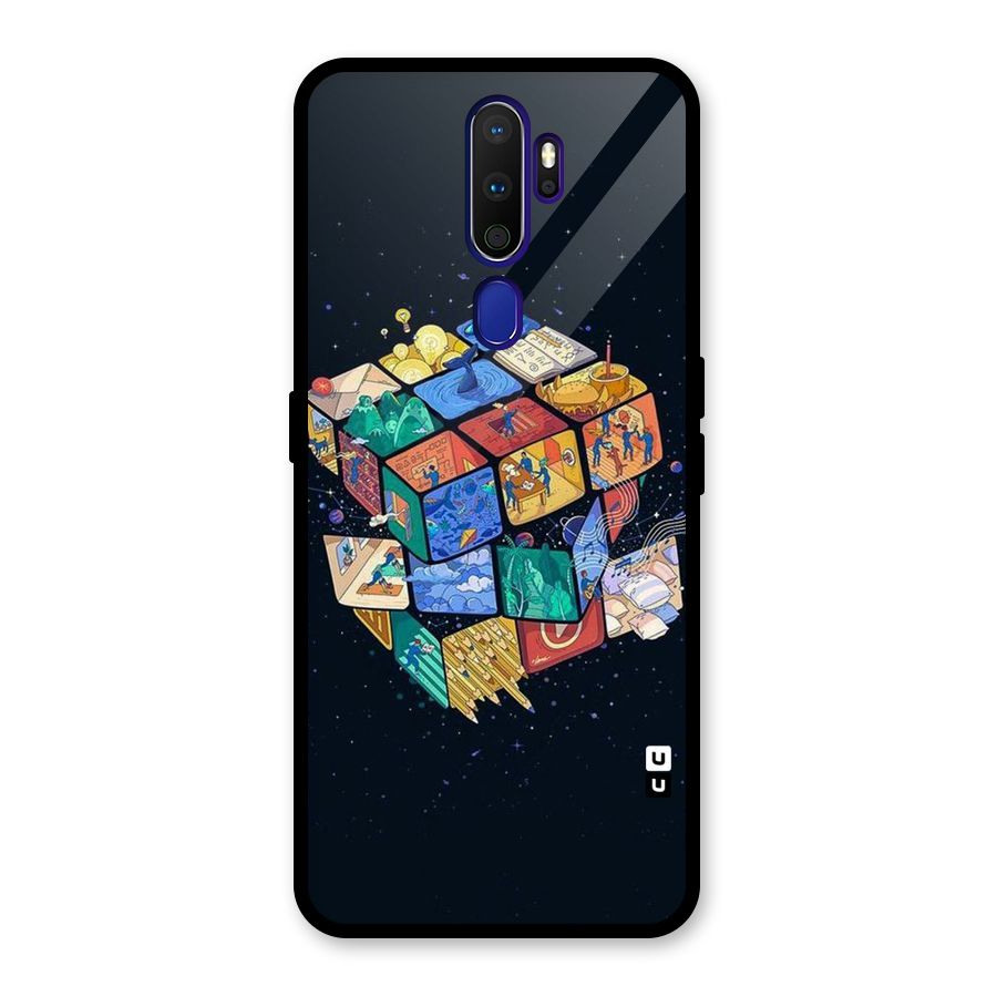 Coloured Rubic Glass Back Case for Oppo A9 (2020)