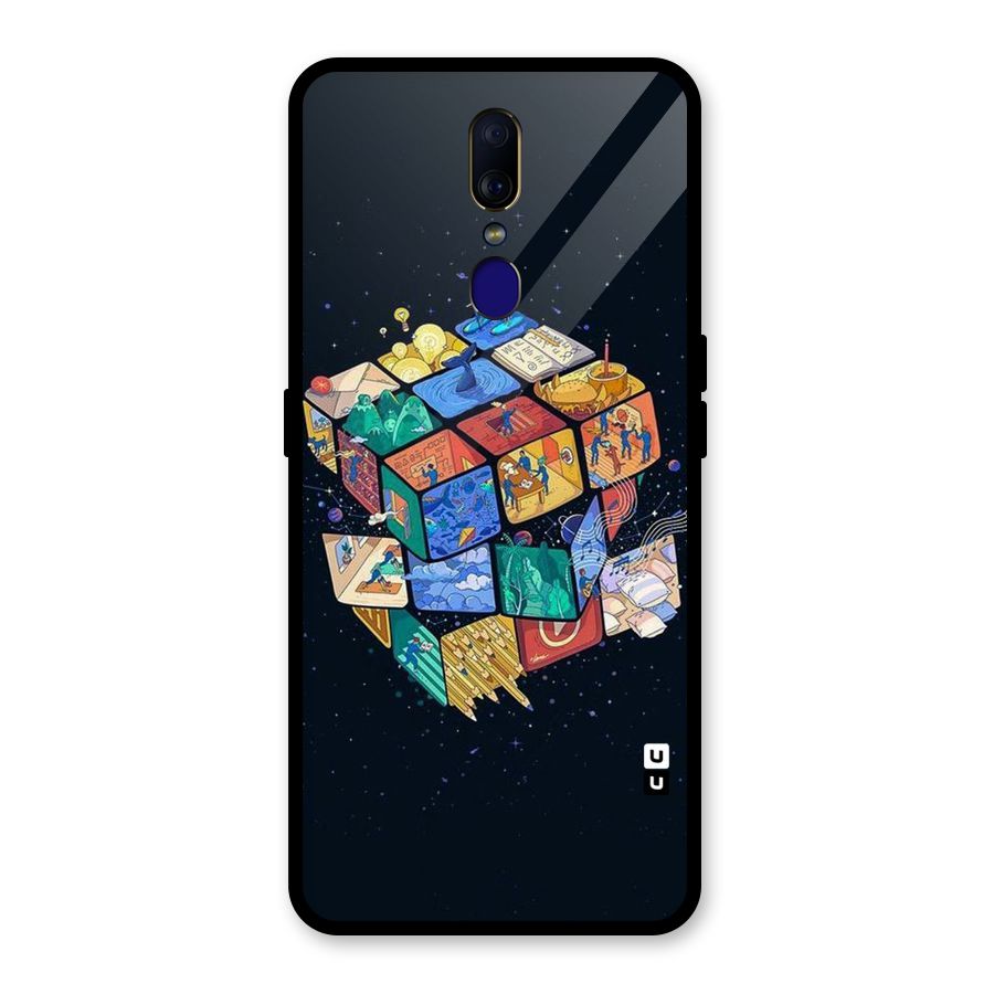 Coloured Rubic Glass Back Case for Oppo F11