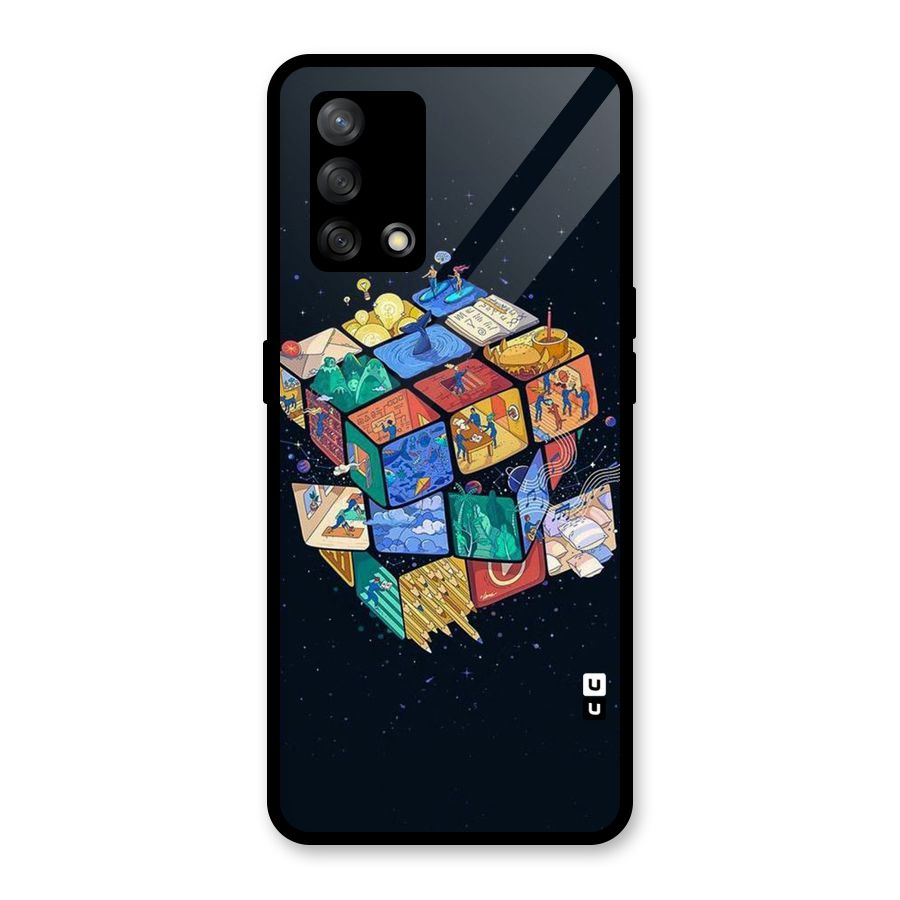 Coloured Rubic Glass Back Case for Oppo F19