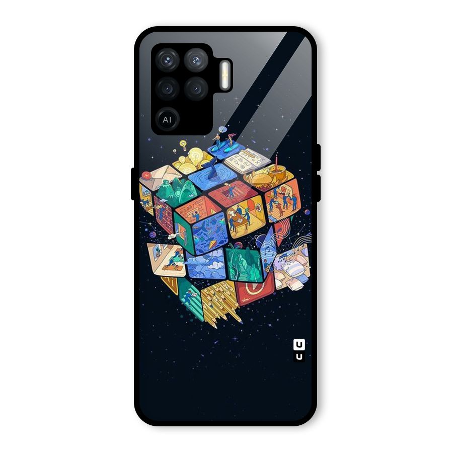 Coloured Rubic Glass Back Case for Oppo F19 Pro
