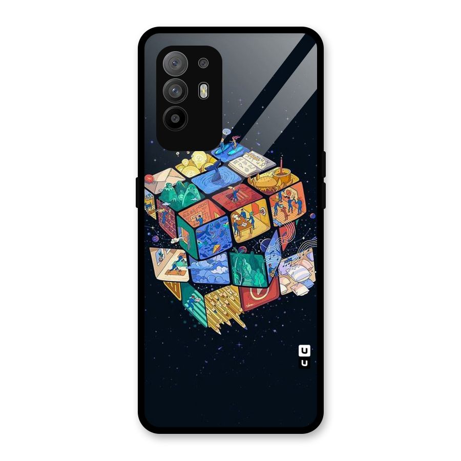 Coloured Rubic Glass Back Case for Oppo F19 Pro Plus 5G