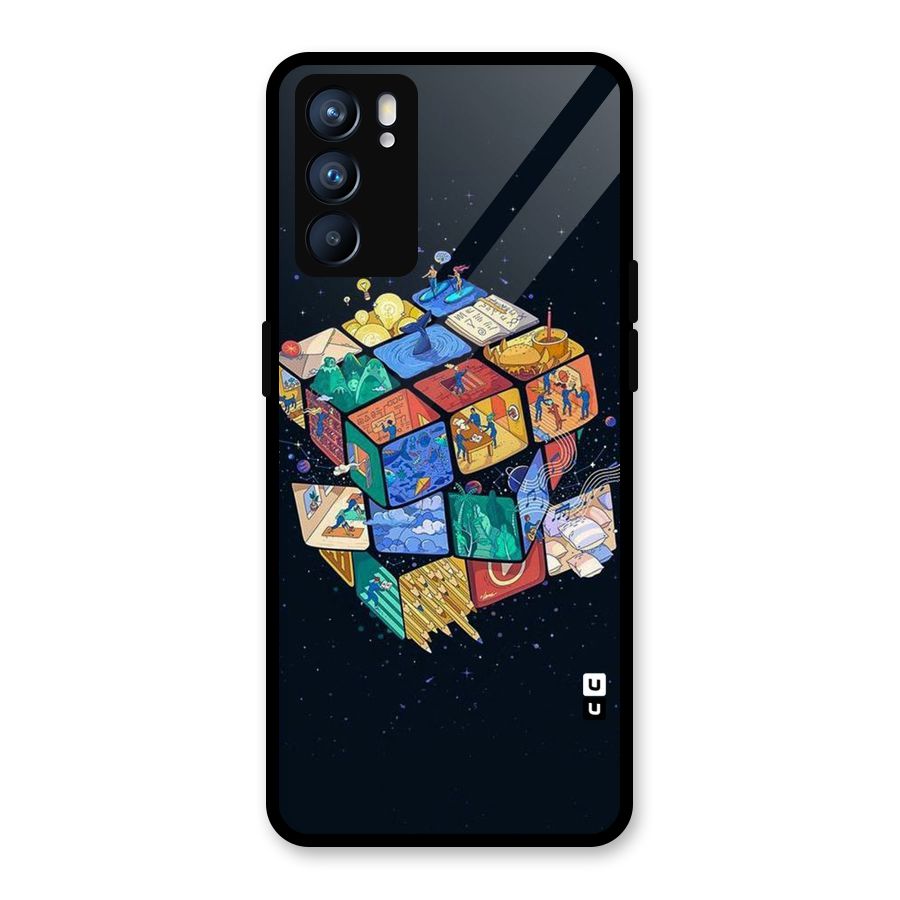 Coloured Rubic Glass Back Case for Oppo Reno6 5G