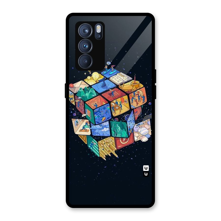 Coloured Rubic Glass Back Case for Oppo Reno6 Pro 5G