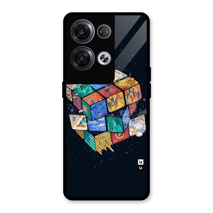 Coloured Rubic Glass Back Case for Oppo Reno8 Pro 5G