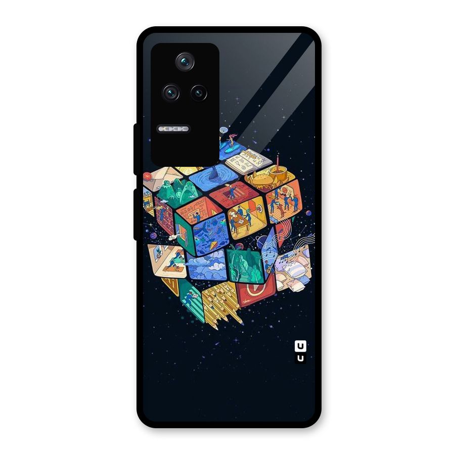 Coloured Rubic Glass Back Case for Poco F4 5G