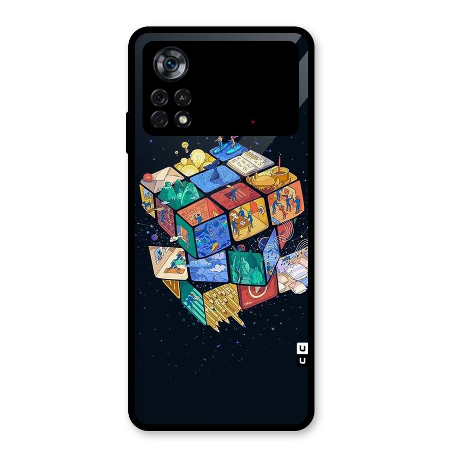 Coloured Rubic Glass Back Case for Poco X4 Pro 5G
