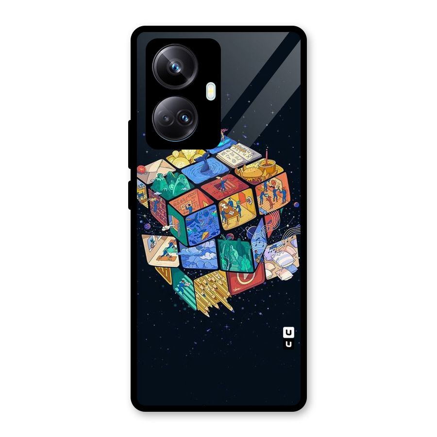 Coloured Rubic Glass Back Case for Realme 10 Pro Plus
