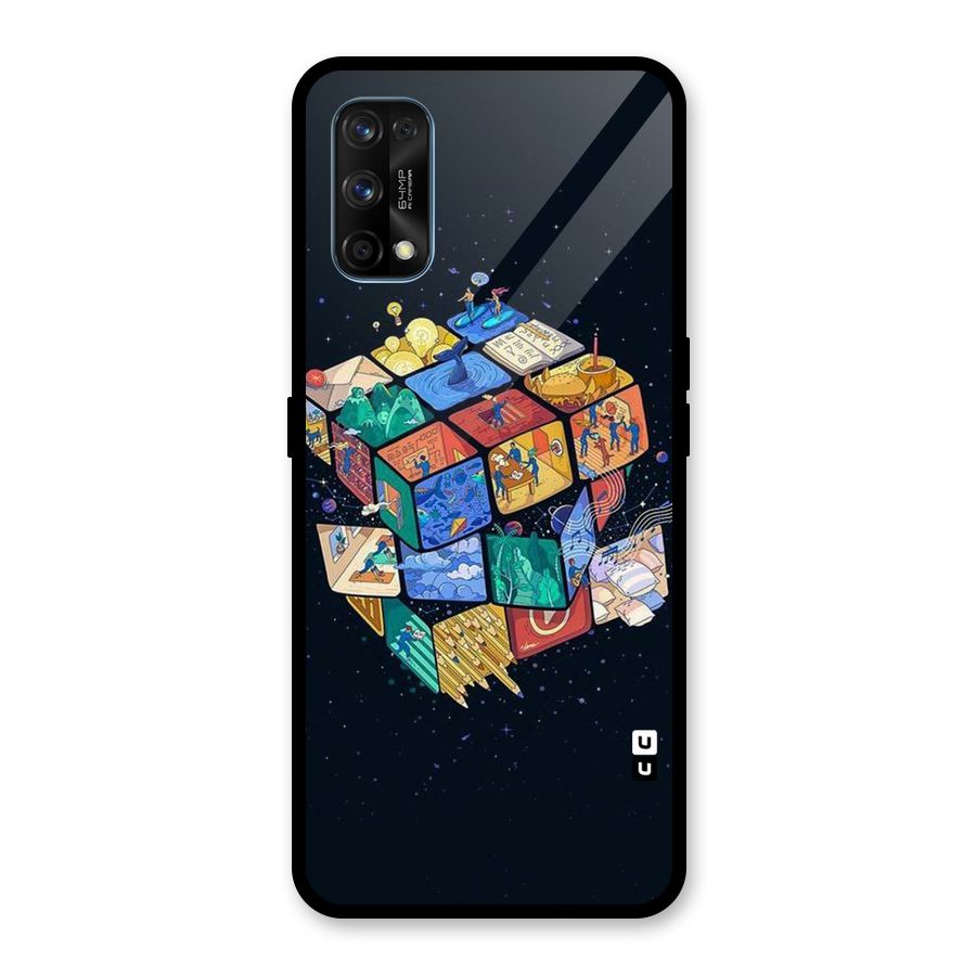 Coloured Rubic Glass Back Case for Realme 7 Pro