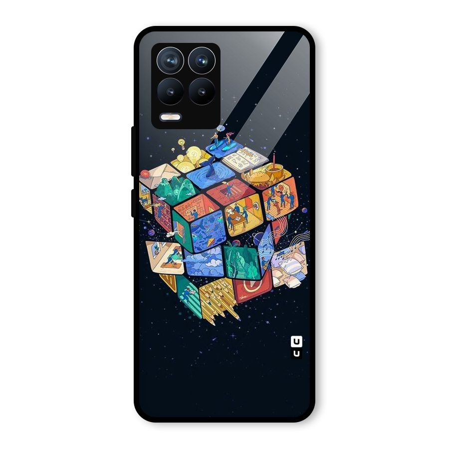Coloured Rubic Glass Back Case for Realme 8