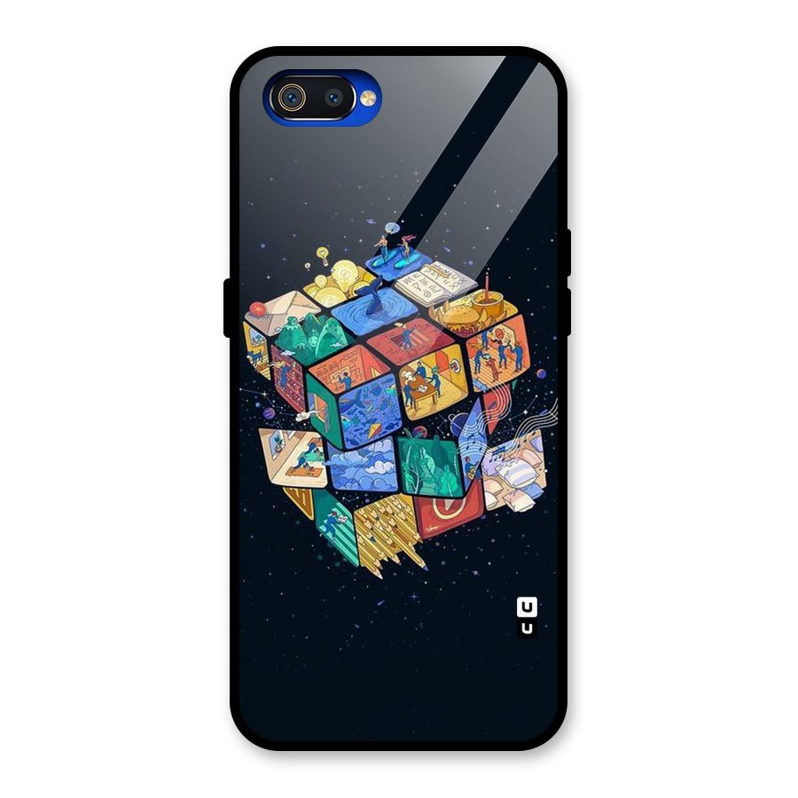 Coloured Rubic Glass Back Case for Realme C2
