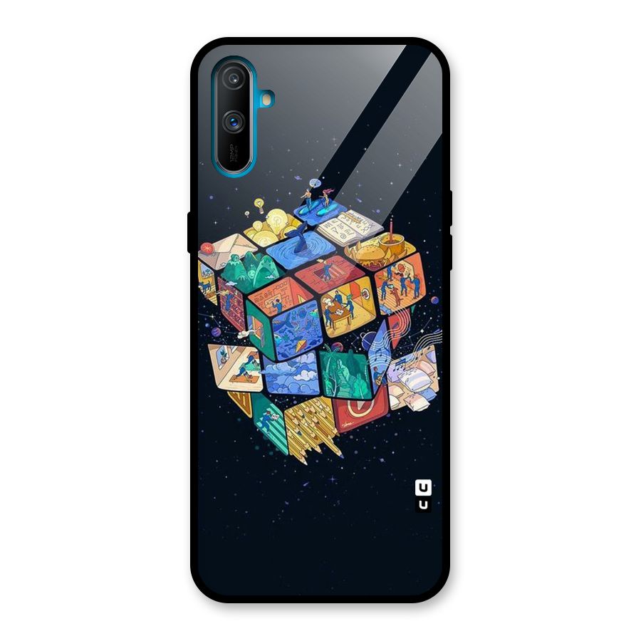 Coloured Rubic Glass Back Case for Realme C3