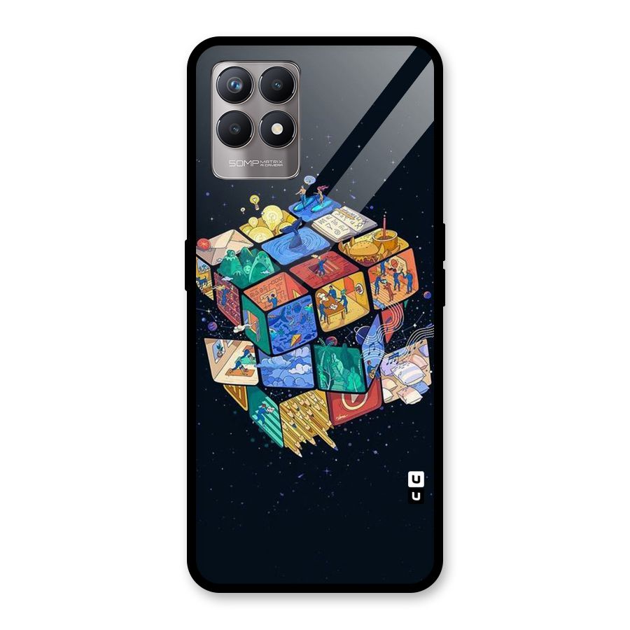 Coloured Rubic Glass Back Case for Realme Narzo 50