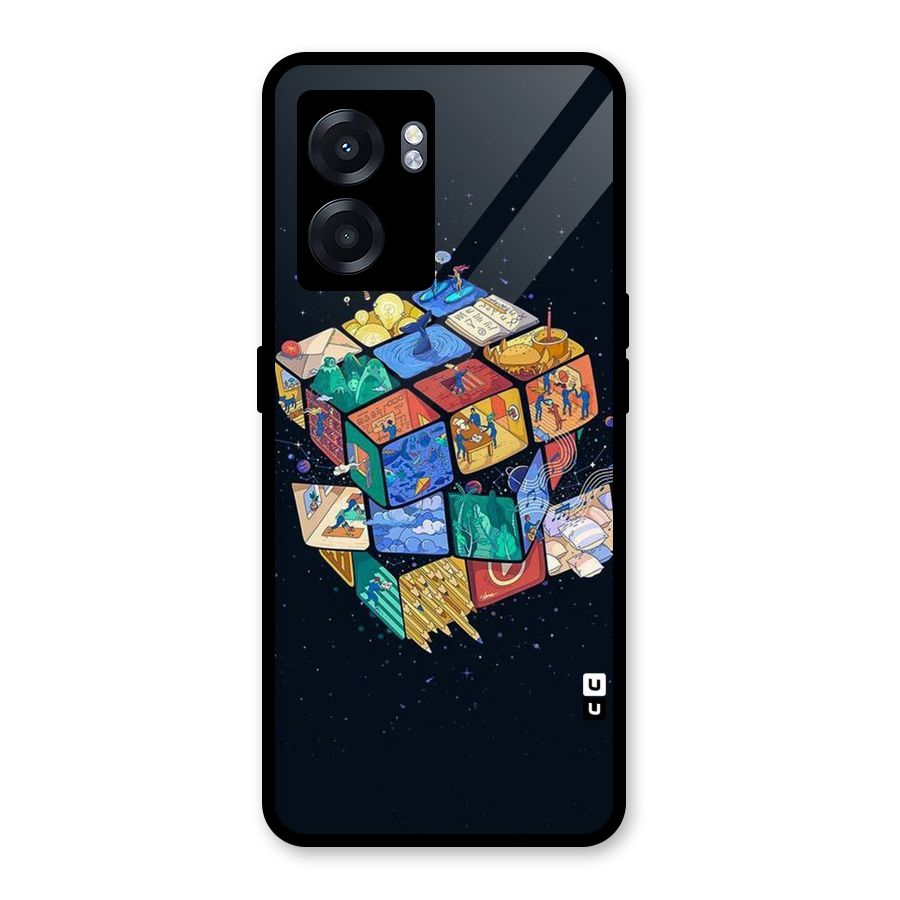 Coloured Rubic Glass Back Case for Realme Narzo 50 5G