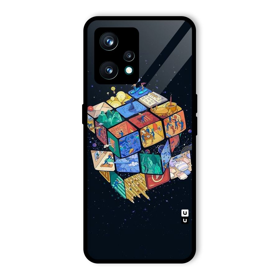 Coloured Rubic Glass Back Case for Realme Narzo 50 Pro
