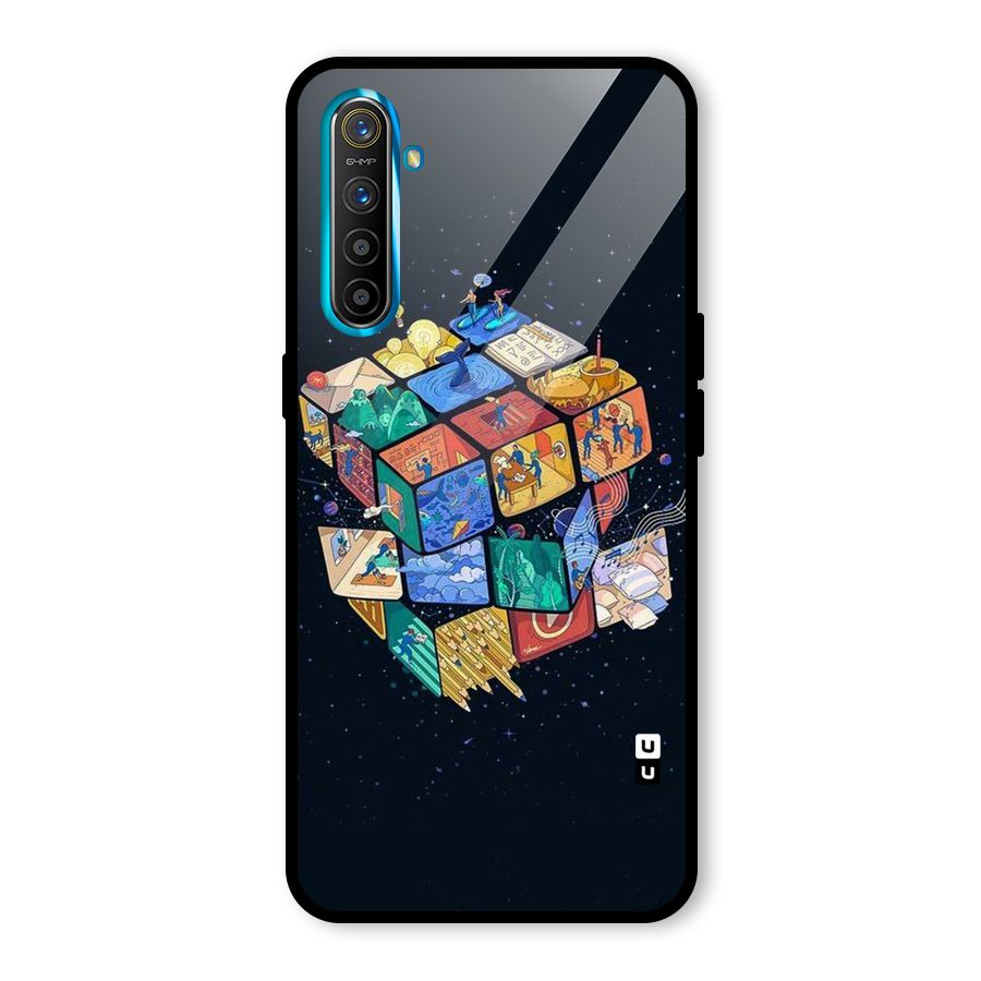Coloured Rubic Glass Back Case for Realme X2