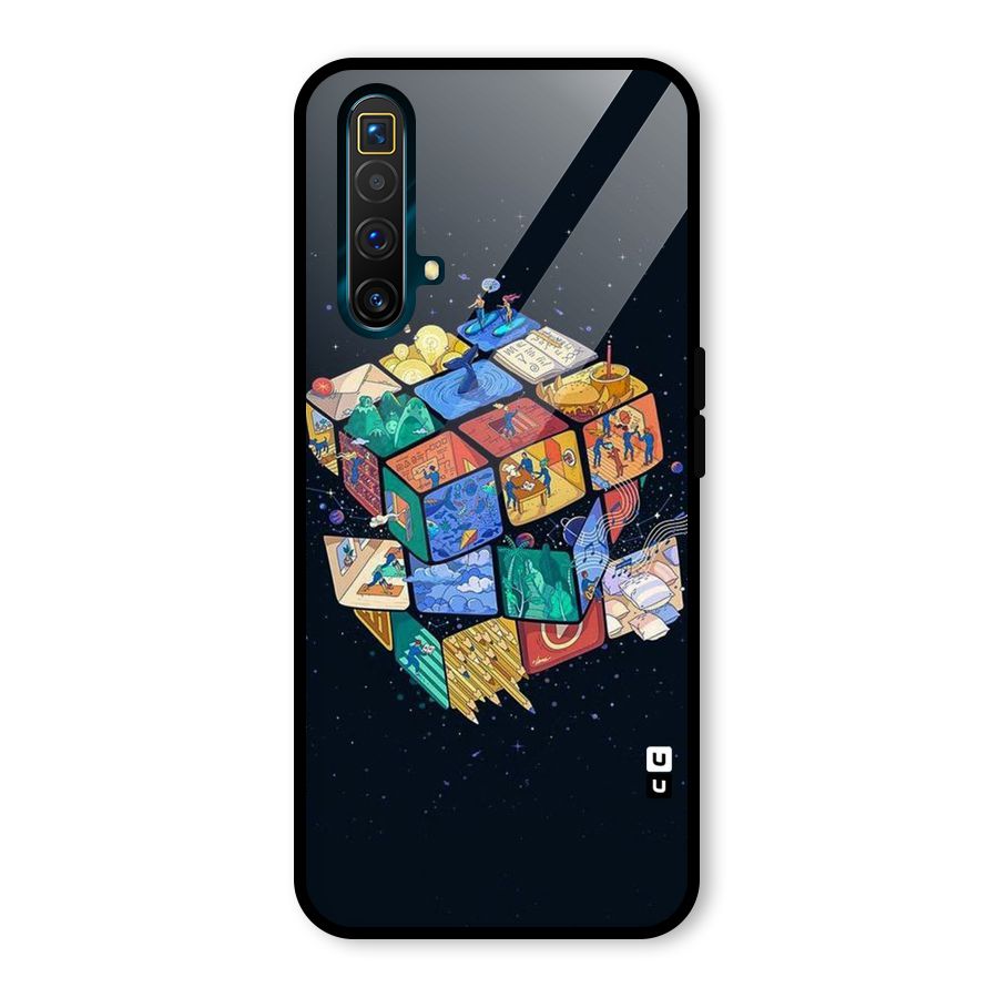 Coloured Rubic Glass Back Case for Realme X3