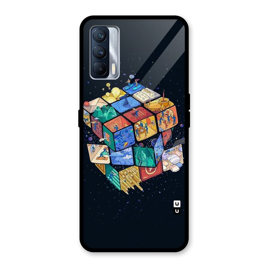 Coloured Rubic Glass Back Case for Realme X7