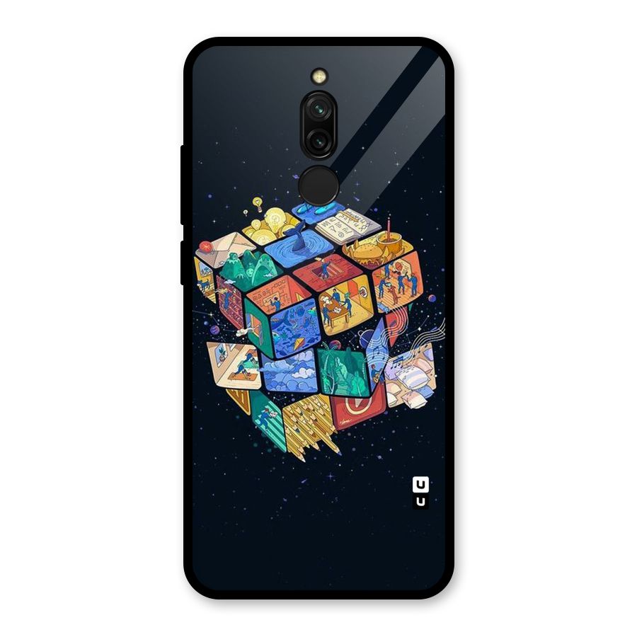 Coloured Rubic Glass Back Case for Redmi 8