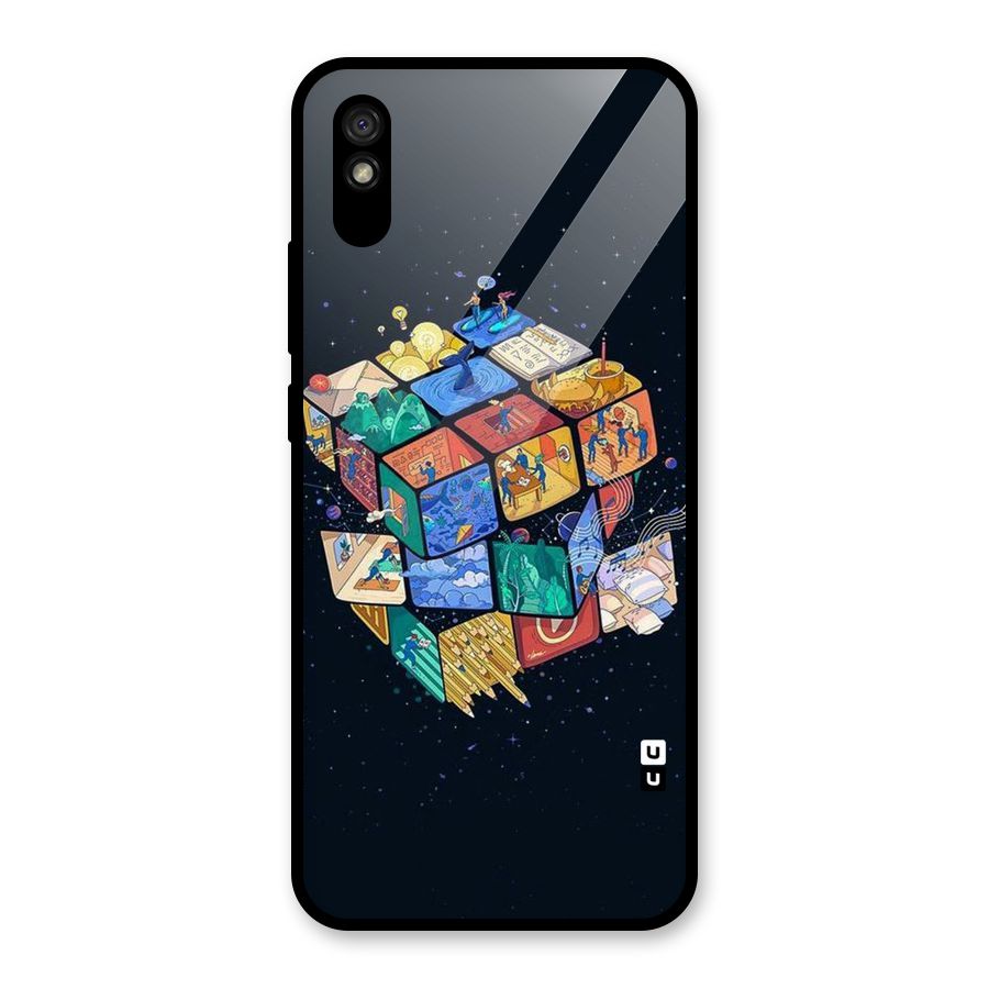 Coloured Rubic Glass Back Case for Redmi 9A