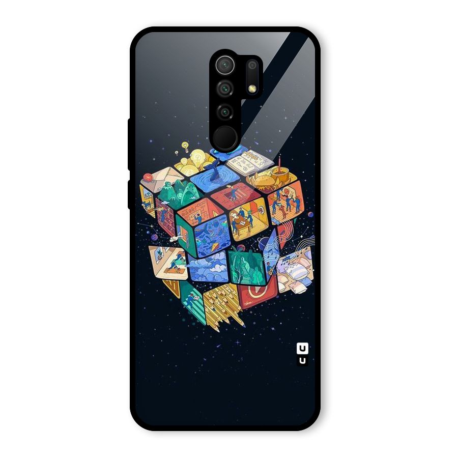 Coloured Rubic Glass Back Case for Redmi 9 Prime