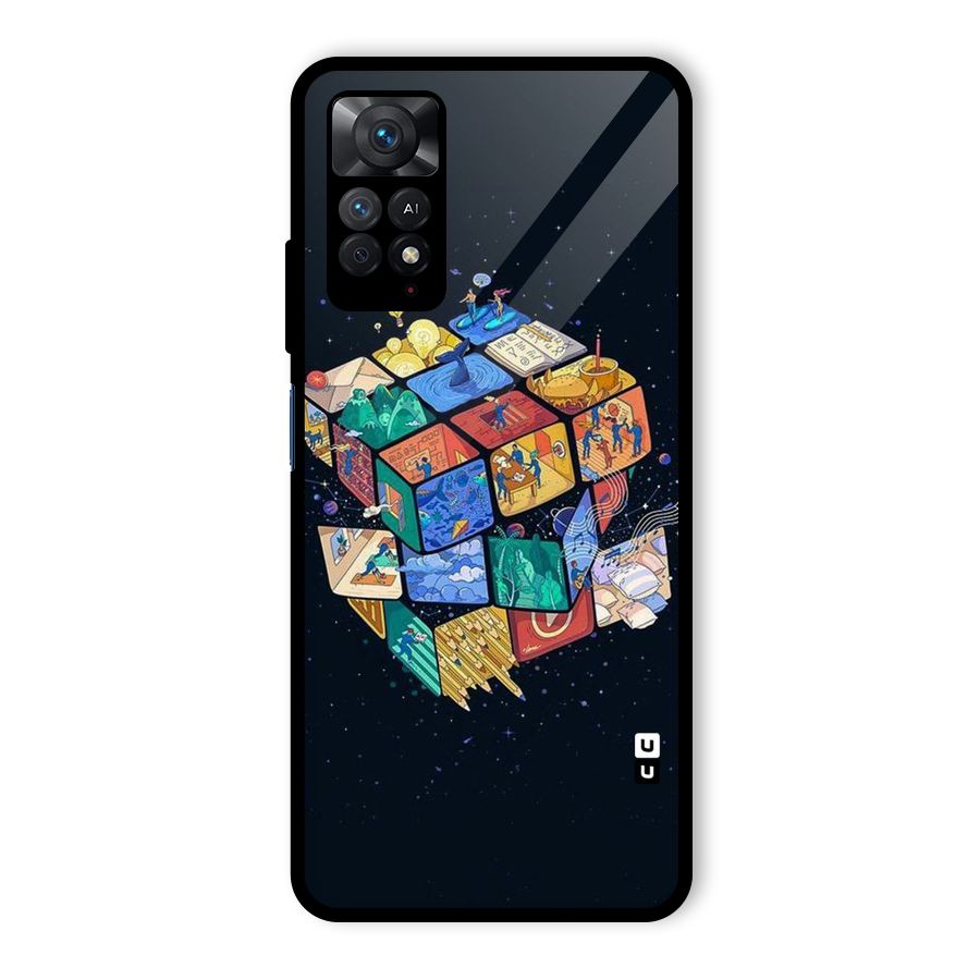 Coloured Rubic Glass Back Case for Redmi Note 11 Pro