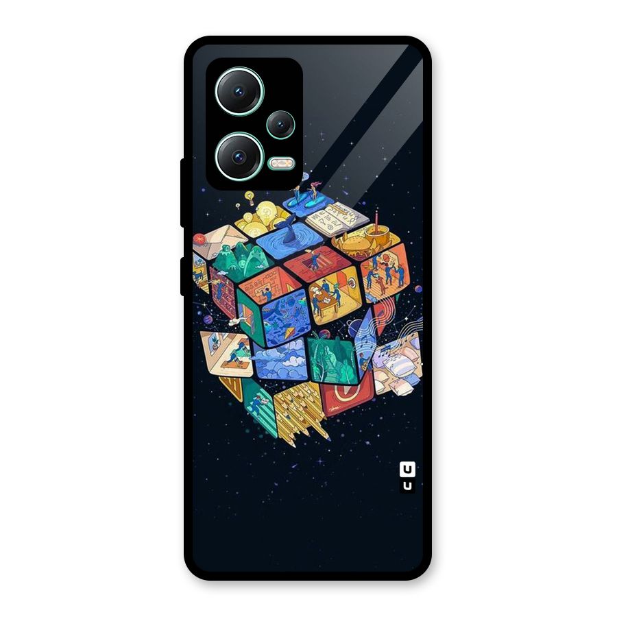 Coloured Rubic Glass Back Case for Redmi Note 12 5G