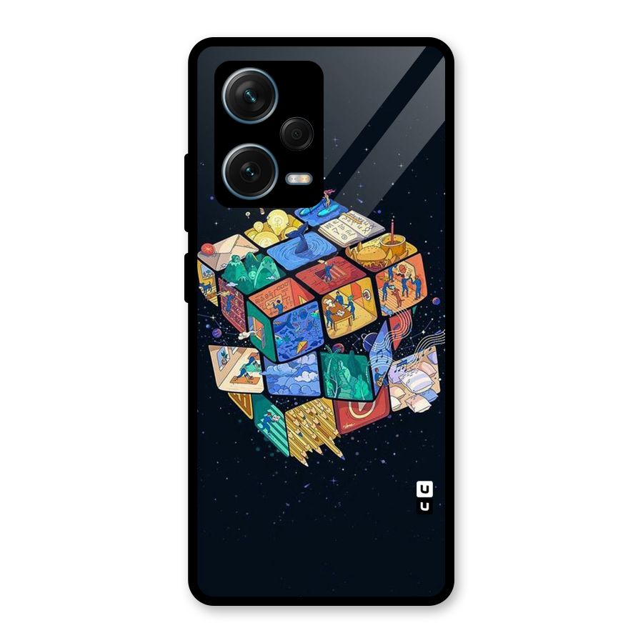 Coloured Rubic Glass Back Case for Redmi Note 12 Pro Plus 5G