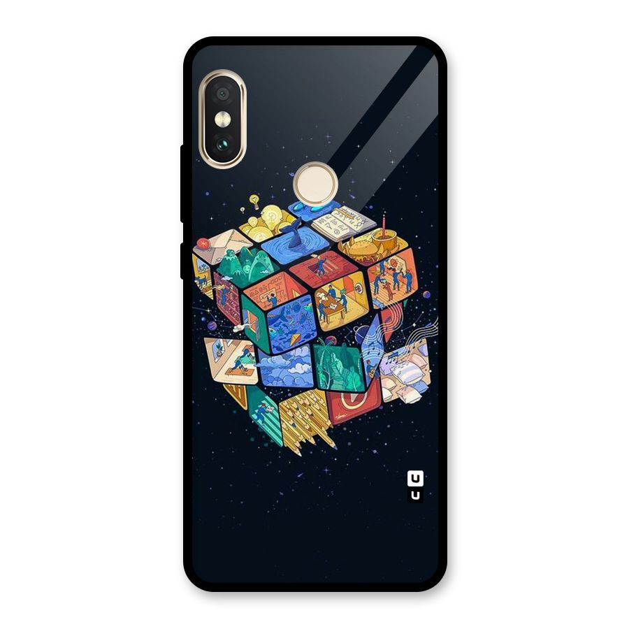 Coloured Rubic Glass Back Case for Redmi Note 5 Pro
