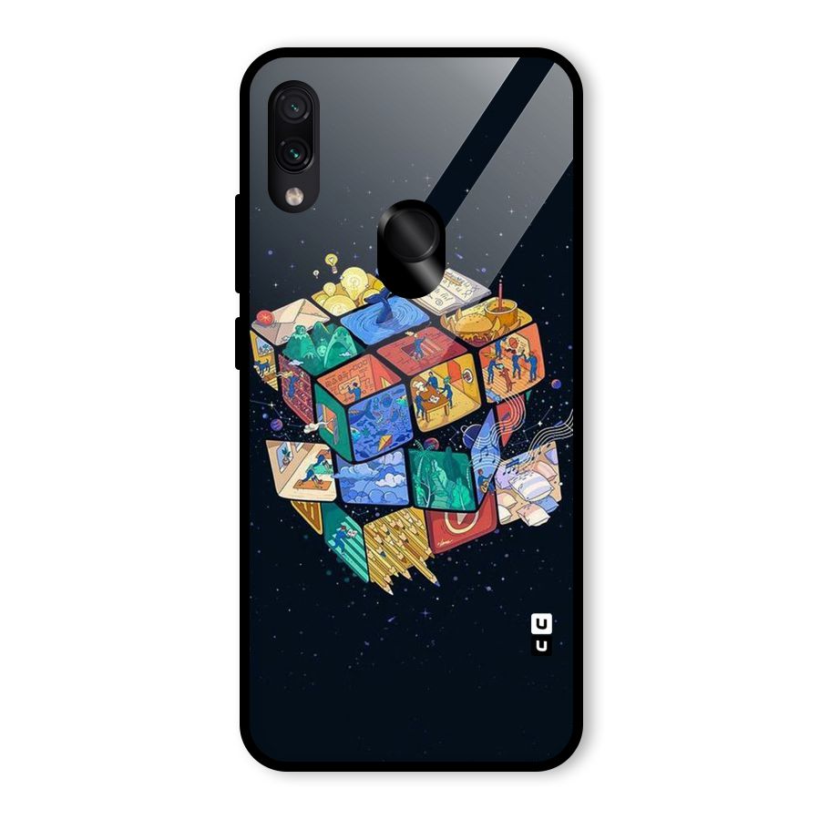 Coloured Rubic Glass Back Case for Redmi Note 7 Pro