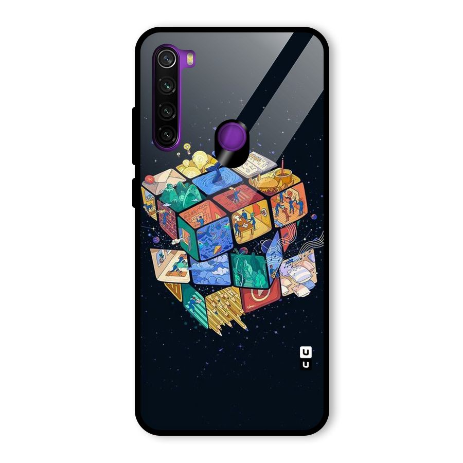 Coloured Rubic Glass Back Case for Redmi Note 8