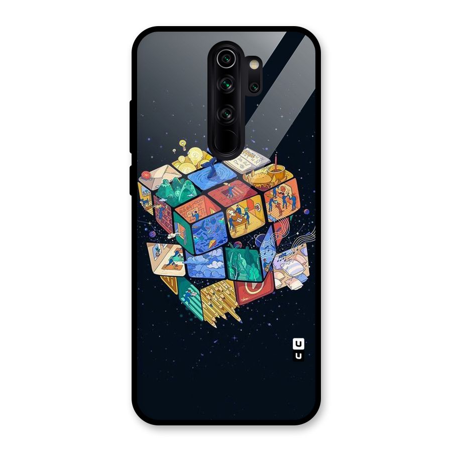 Coloured Rubic Glass Back Case for Redmi Note 8 Pro