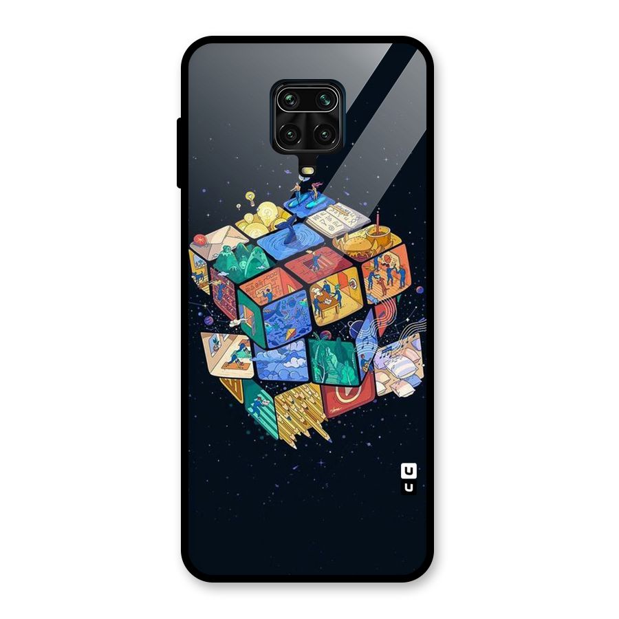 Coloured Rubic Glass Back Case for Redmi Note 9 Pro Max