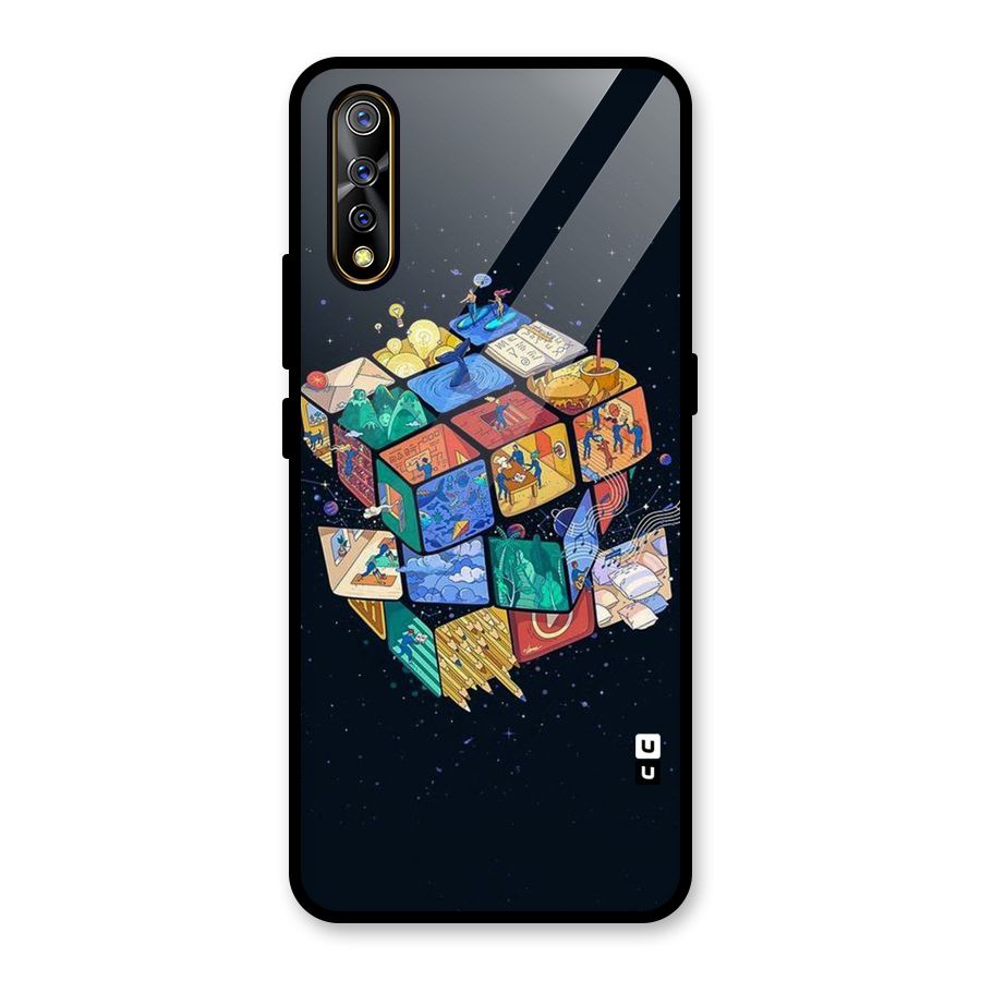 Coloured Rubic Glass Back Case for Vivo S1