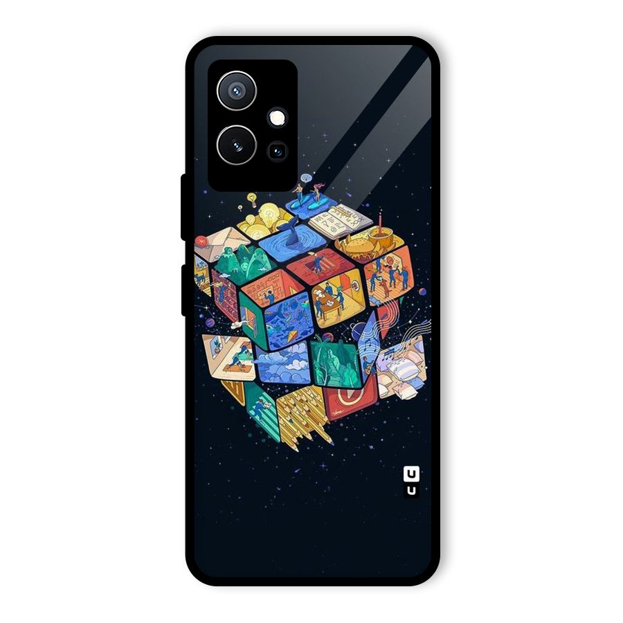 Coloured Rubic Glass Back Case for Vivo T1 5G