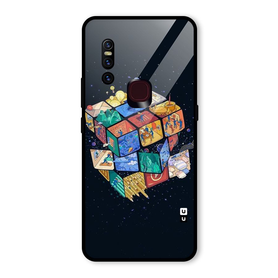 Coloured Rubic Glass Back Case for Vivo V15