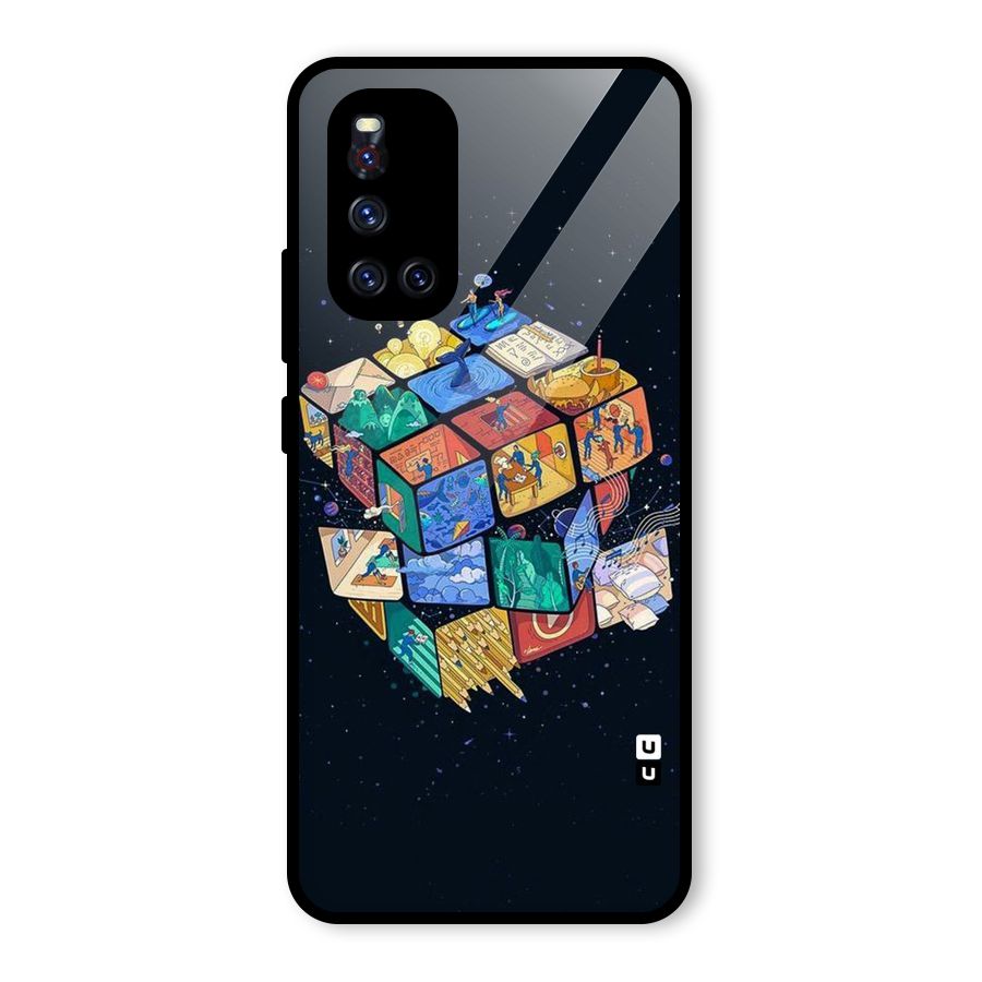 Coloured Rubic Glass Back Case for Vivo V19