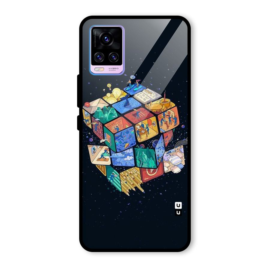 Coloured Rubic Glass Back Case for Vivo V20 Pro