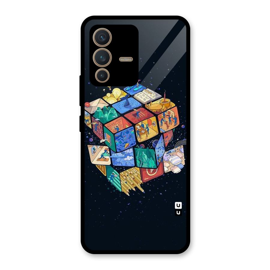 Coloured Rubic Glass Back Case for Vivo V23 5G