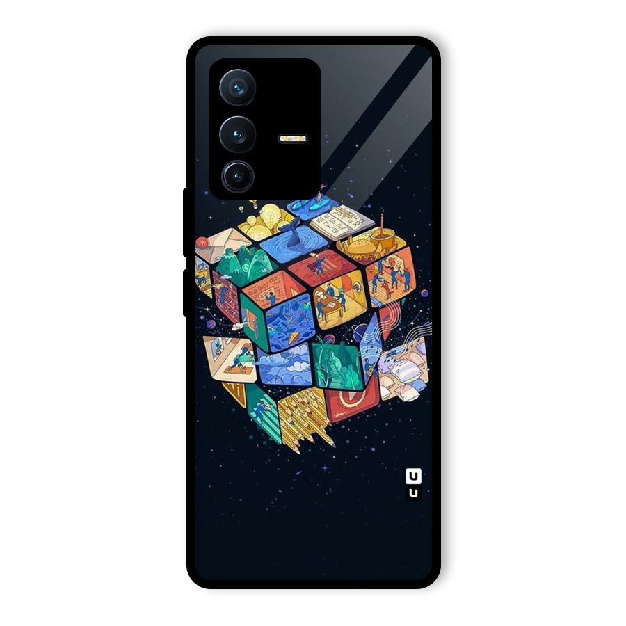 Coloured Rubic Glass Back Case for Vivo V23 Pro