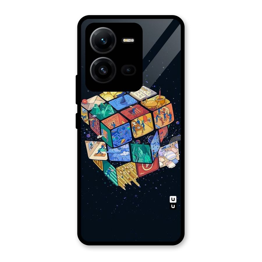 Coloured Rubic Glass Back Case for Vivo V25