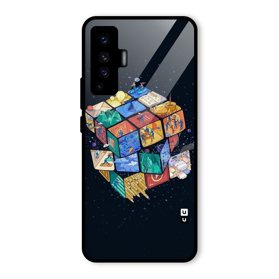 Coloured Rubic Glass Back Case for Vivo X50