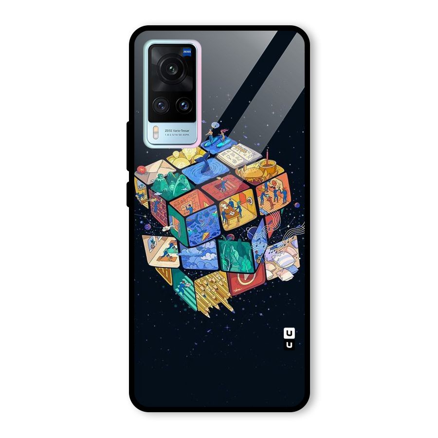 Coloured Rubic Glass Back Case for Vivo X60