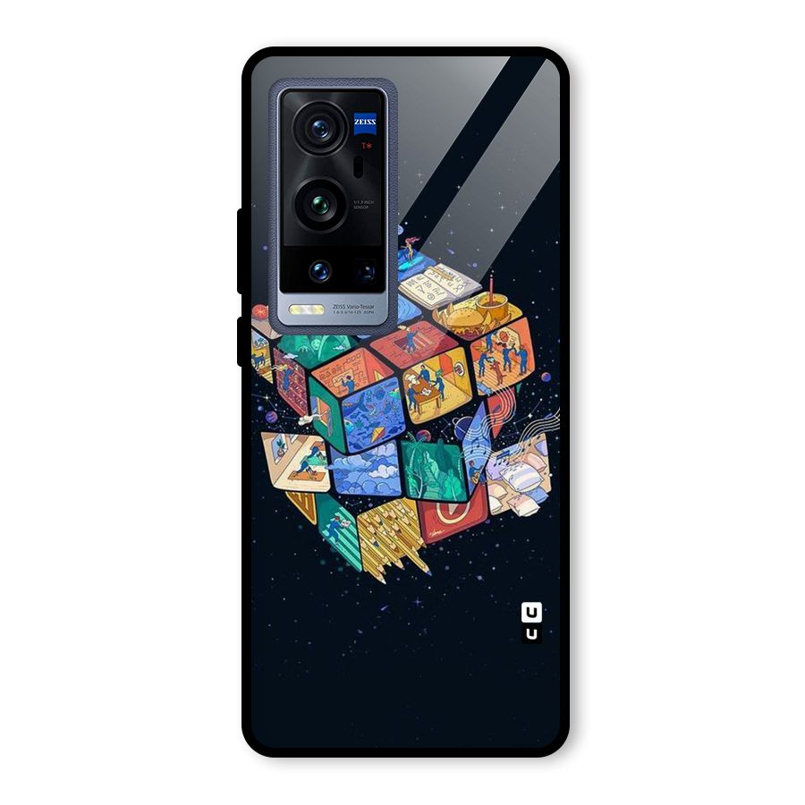 Coloured Rubic Glass Back Case for Vivo X60 Pro Plus