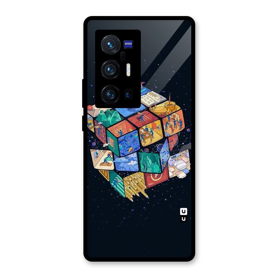 Coloured Rubic Glass Back Case for Vivo X70 Pro Plus