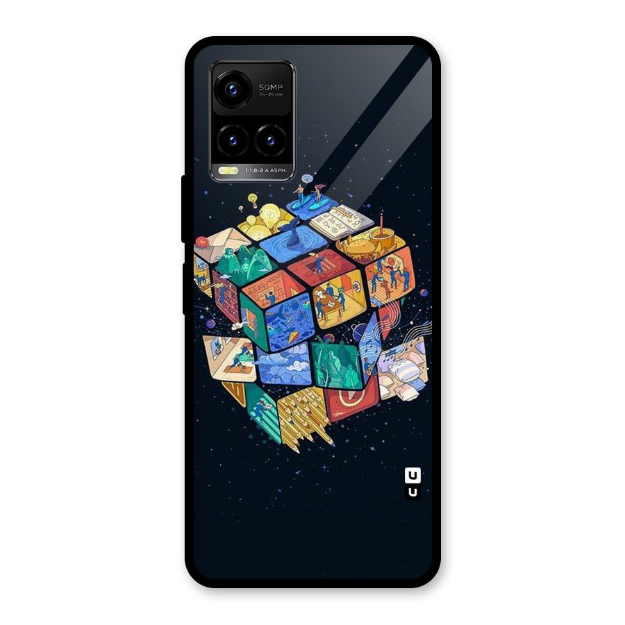 Coloured Rubic Glass Back Case for Vivo Y21T