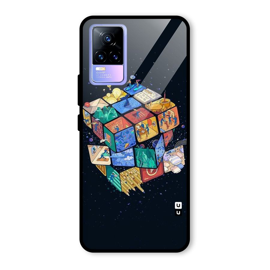 Coloured Rubic Glass Back Case for Vivo Y73